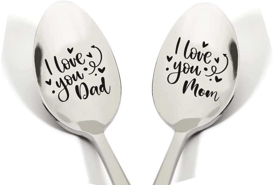 Couple I love you dad I love you mom - Cuchara grabada para pareja para mamá y papá  Regalo de cumpleaños de Navidad para padres  Regalo del día de