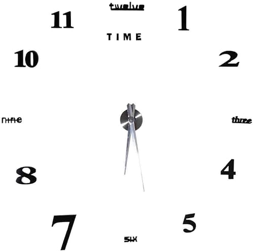 Miniatura 5 de EBTOOLS Reloj de pared de bricolaje, reloj de pared 3D DIY, con calcomanía de espejo, sin marco, kit de reloj de pared grande para decoración de