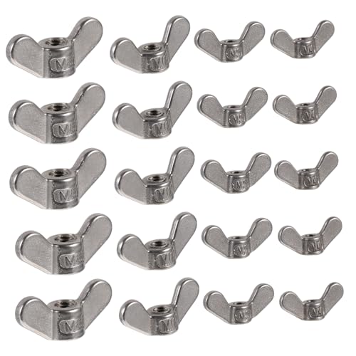 KICHOUSE 20 Pcs Metric Wing Nuts Assorted Hardware Nuts Kit Stainless Steel for Machines Electronics Furniture DIY Projects
