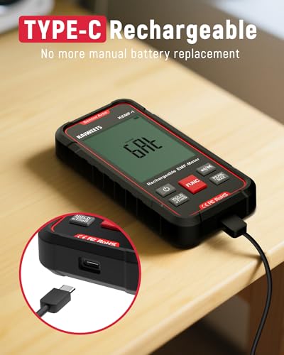 image for KAIWEETS EMF Detector, 3-in-1 Handheld EMF Meter Detects EF, RF, MF, W