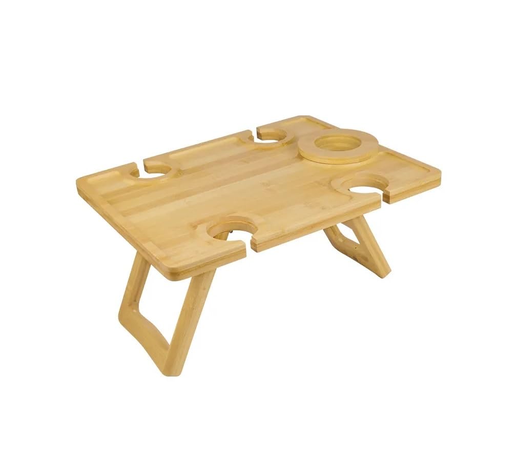 Homion Natural Bed Tray Table With Foldable Legs, Multipurpose Lap Tray & Standing Desk For Breakfast In Bed, Sofa, Eating, Platters, Working, Serving, Drawing, Laptop Stand & Snack Tray, (Phm0765)