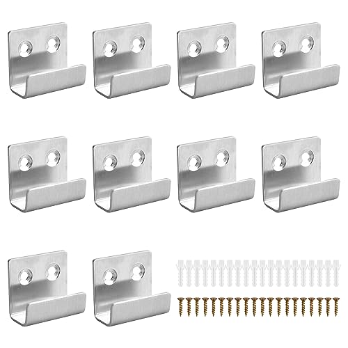 10 Piezas Gancho de Acero Pesado, Gancho de Pared Resistente de Baldosas de Cerámica, Soportes en U para Espejo Baño Cocina Garaje (Acero inoxidable)