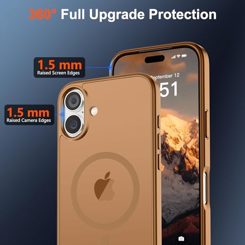 Image of SUPFINE Magnetic for iPhone 17 Case (Compatible with MagSafe)(Military Grade Drop Protection) Translucent Matte Shockproof with Anti-Fingerprint Phone Cover 2025,Brown