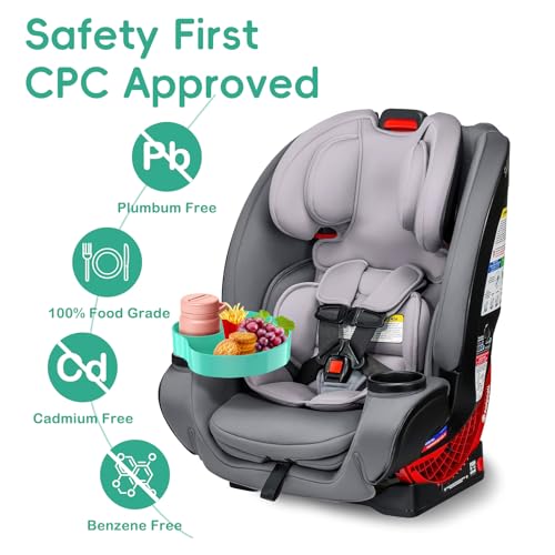 Image of [2 Packs] Kids Car Seat Tray, Travel Tray with Cup Holder for Toddler Baby, Kids Car Seat Food Snack Organizer for Road Trip, Stroller snack Organizer Travel Must Haves (Light Green)