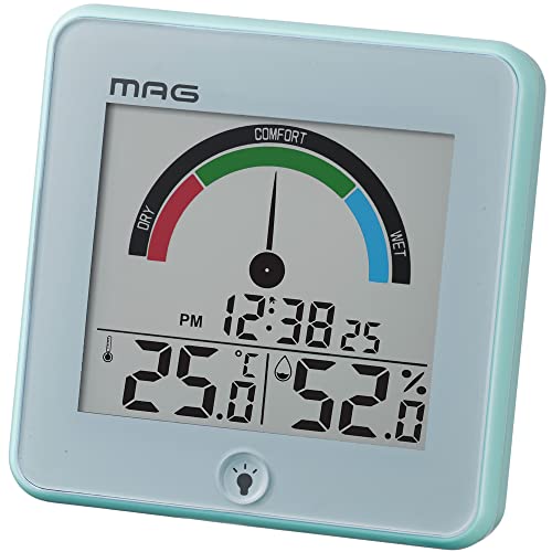 MAG(マグ) 温湿度計 デジタル インデクス 時計 環境目安表示 バックライト付き ブルー TH-104BU