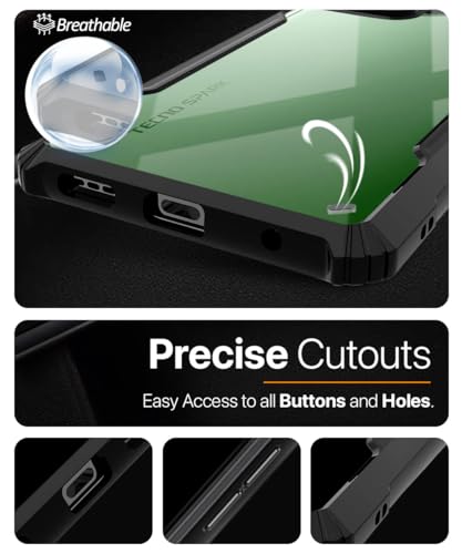 Image of WOW IMAGINE Shock Proof Clear Protective Back Case for Tecno Spark 10C - AirEDGE Technology | 360 Degree Camera Protection | Transparent Hybrid Back Case Mobile Cover - Black