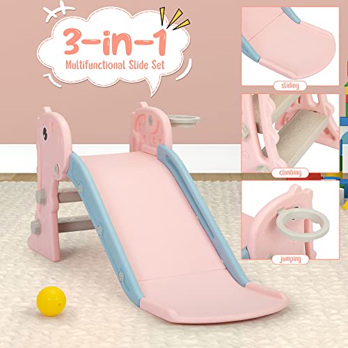 image for Nyeekoy 3 in 1 Toddler Slide, Baby Slide Climber Folding Playset with 
