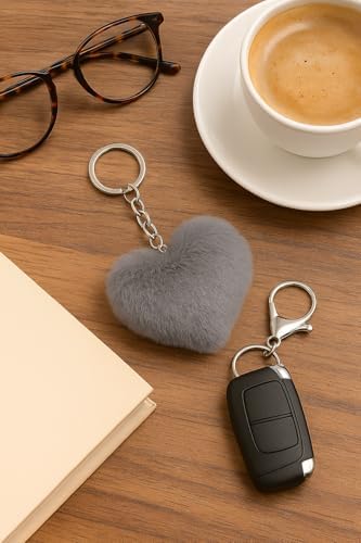 Siyah Peluş Kalp Anahtarlık – Yumuşak Kürklü Şık Tasarım, Çanta & Anahtarlık Aksesuarı, Hediyelik Kadın Erkek Unisex (gri) - Görsel 6