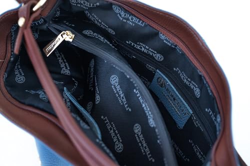 Image of Baroncelli Medium Italian Leather Tote Bag for Women - Pebbled Genuine Leather Handbag with Zipper - Made in Italy