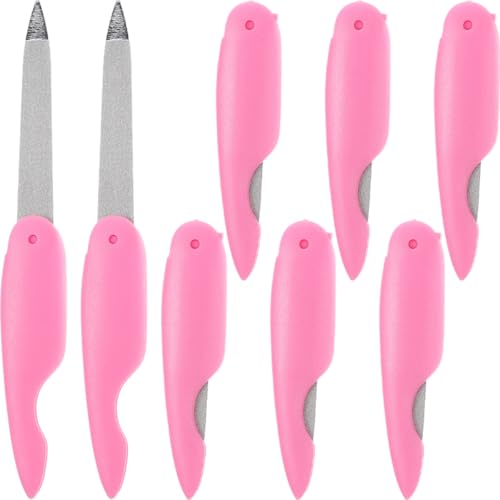Healvian 8 Limas de Uñas Plegables de Metal Pequeñas Doble Cara con Diseño 8 Piezas Color Rosa para Manicura y Pedicura Profesional Herramientas Portátiles para Forma y Pulir Uñas