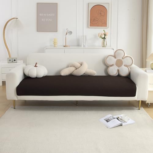 Image of HOKIPO Polyester Quilted Sofa Cover Mat for 1 Seater Sofa, Dark Brown (IN-716-DBR)