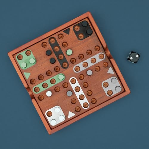 Iron & Glory Ludo Board Game | Juegos de Mesa de Madera para 4 Jugadores | Decoración para Sala miniatura 5