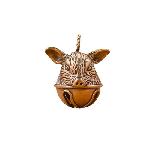 CHOVY 3pcs Enchanting Brass Evil Pig Bell Pendant & Versatile Keychain - Pure Brass with Vintage Distressed Finish, Perfect for Hanging Decoration