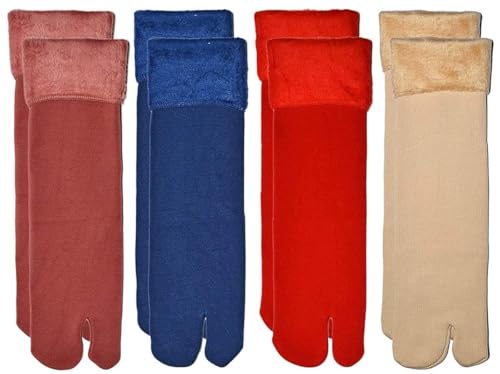 Image of DIGITAL SHOPEE Velvet Ankle Socks for Women with Thumb, Winter /Snow Fleece Soft Fur Velvet Snow Thermal Socks for Men & Women Pack of 4
