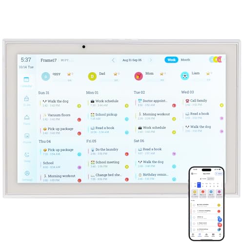 Digital Calendar 10.1'' WiFi Smart Family Calendar,Sync with Google, Apple & Outlook,Touchscreen Interactive Chore Chart & Cloud Photo Frame,Wall Mounted Family Command Center, Ideal Gift for Mom Dad (No Subscription Fees)