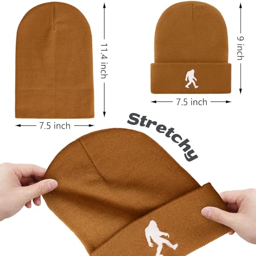 Image of Bigfoot Beanie for Men - Sasquatch Hat Winter Knit Cuffed Beanie for Women - Bigfoot Gifts for Christmas & New Year