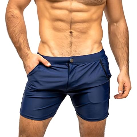 Taddlee Men's Swimwear Square Leg Swim Trunks Brief Bikini Boradshorts Swimsuits (Large, Blue) Cover