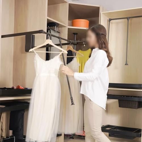 Tringle à vêtements télescopique en aluminium chromé réglable de 93 à 125 cm