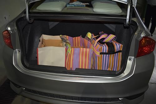 Image of (#B2B25NYXLZip) Reusable EXTRA LARGE Recycled Multicolour Cloth Tote Cum Handbag Jhola Under bed storage bag 20 x 14 x 12 inch with Zip closure pack of 2