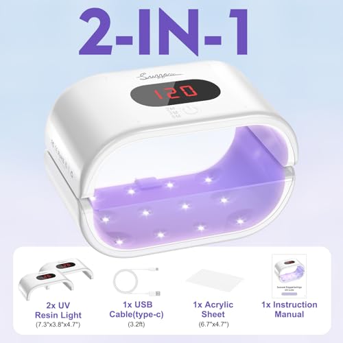 Suzzam UV Licht für Harz, Doppelseitige UV Lampe für Harz Großes UV Resin Lampe mit LED Anzeige (längere Zeitein 2m, 3m, 5m) Schneller Aushärtende UV Lampe zum für Harz, Formen, Schmuckherstellung