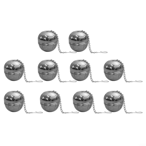 Lot de 10 boules à thé en maille d'acier inoxydable pour thé en vrac et herbes avec crochet de chaîne pour accrocher sur les tasses à thé et théières