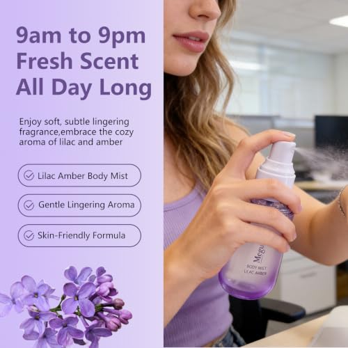 Image of Lilac Amber Body Spray for Women, Paraben & Phthalate Free, Vegan & Cruelty-Free Gentle Fragrance Mist, Quick Dry Non-Greasy Scent Spray, 3.38 fl oz