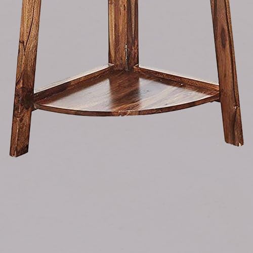Image of Solid Sheesham Wood 5 Tier Corner Book Shelf for Home Living Room Library Office Furniture Wooden Bookcase Unit Display Rack Storage (Natural Brown Finish)