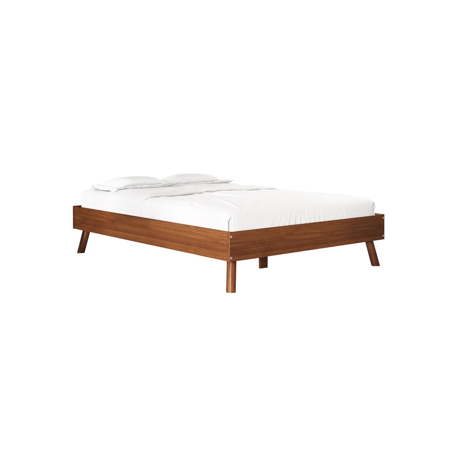 IDIMEX Futonbett Karri 140x190 aus Massivholz, Kastanien Farben - Robustes Doppelbett mit konischen Beinen, moderner Holz Bettrahmen, Mittelsteg mit Stützfüßen