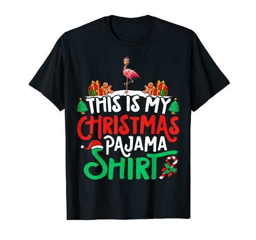 Flamingo Christmas Pajama Shirt - Flamingo Lover Xmas Camiseta