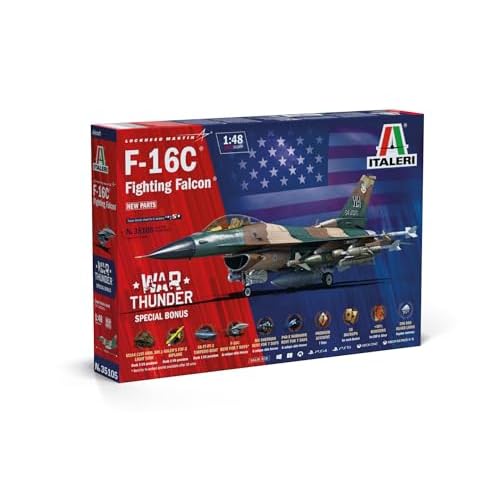 Italeri 35105 1:48 F-16C Fighting Falcon War Thunder - originalgetreue Nachbildung, Modellbau, Plastik Bausatz, Basteln, Hobby, Kleben, Modellbausatz, Zusammenbauen, unlackiert,