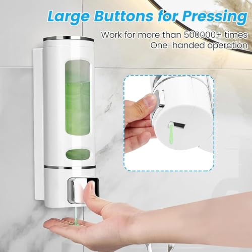 Image of CLIBO Wall Mounted White Liquid Soap Dispenser 400ml ABS Plastic for Bathroom N Kitchen | Handwash, Shampoo, Conditioner, Lotion, Shower Gel Dispenser | Leak-Proof, Durable & Easy Refill (Pack of 1)