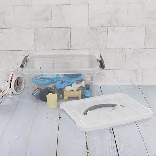 Gitany 6L Plastic Clear Storage Boxes, Lidded Storage Boxes with Lids Set of 6