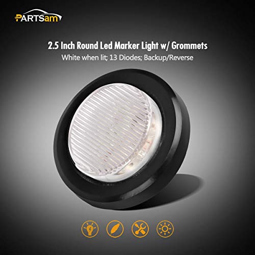 image for Partsam 2Pcs 2.5 Inch Round White Led Side Marker and Clearance Lights