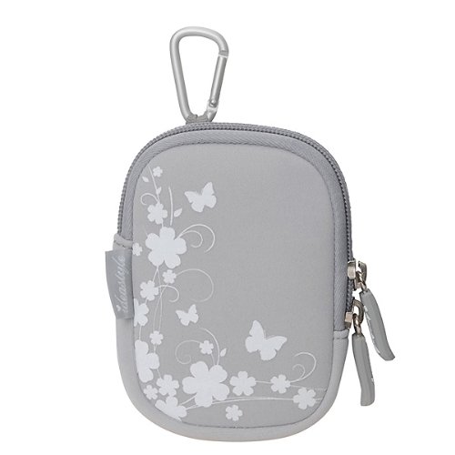 ideastyle V-24586 Stylish Pouch for Compact Camera, Bird on Flower, Gray
