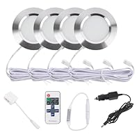 Sepzlly 4 Stück 12V LED Einbaustrahler Wohnmobil Dimmbar mit Fernbedienung 3W 6000K Kaltweiß Silber Innenraumleuchten für Campervan VW T4 T5 Boot
