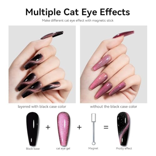Image of Cat Eye Gel Polish with Dual Magnet 15ML Holographic Glitter Magnetic Soak-Off UV /LED Gel Polish for Salon & DIY Nail Art (VELVET ORCHID)