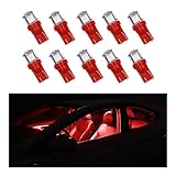 povtii 10PCS Car LED Light Bulb, Super Bright T10 5050 LED Auto Interior Light Bulb, Led Bulb Replacement for Dashboard Dome Map Door License Plate Lights, Lighting Car Accessories (Red)