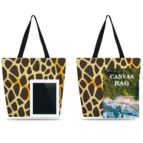 Rainbow Leopard Large Opening Canvas Tote Bag with Interior Pocket Woman Gifts4