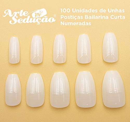 Unhas Postiças Formato Bailarina Curta com 100 Unidades, Arte Sedução
