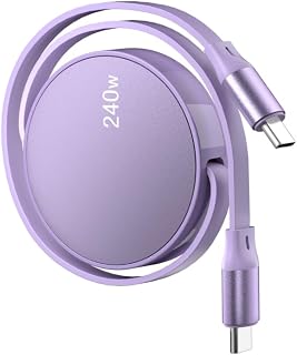 240W USB C to C Cable Fast Charger - Retractable with 4 Lengths (13/23/32/40In), Lightweight Travel Cable for Laptop/Phone/Tablet/Steam Deck/Switch, Essential for Travel & Daily Use