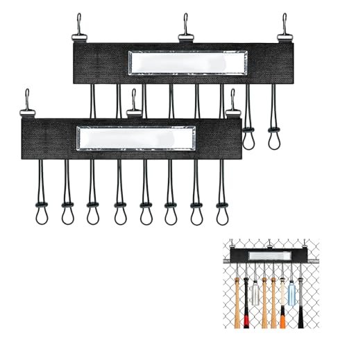 SummitGo 2Pcs Dugout Organizer Baseball Softball Bat Holder Wall Mount with 3 Fence Hooks 8 Hanging Strap and Name Tag Bat Rack Accessories for Dugout Fence Team Coach Players Gifts