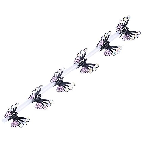 Hair Clips gLoaSublim 6Pcs Sweet Kids Girls Headwear Butterfly Rhinestone Mini Hair Claws Clip Clamp - Pink Cover