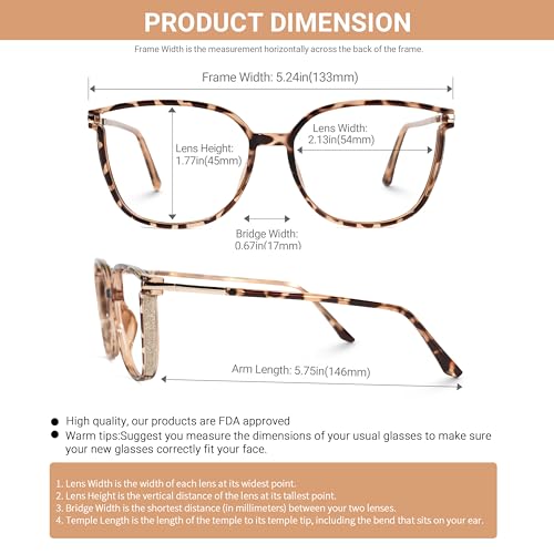Image of VOOGLAM Stylish Square Blue Light Blocking Glasses for Women Anti Eyestrain Dry Eyes Eyewear Kinfe TR90