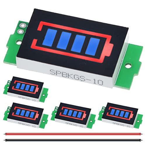 DAOKAI, 5 uds., 1/2/3/4/5/6/7/8S, módulo indicador de capacidad de batería de litio, 3,7 V, placa de pantalla LED de capacidad de batería azul para bricolaje con cable de 26AWG