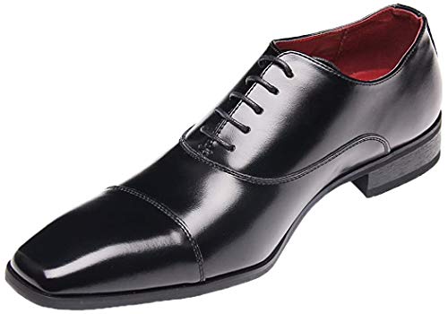 [Adolph] ビジネスシューズ 本革 メンズ 紳士靴 ZY-1001 （ブラック、ブラウン） 24.5cm-27.0cm (26.5, ブラック)