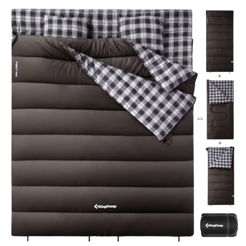 Image of KingCamp Double Sleeping Bag for Adults, Queen Size 2 Person Sleeping Bag