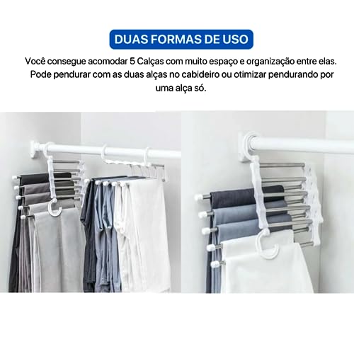 Kit 2 Cabides De Calça Dobrável Multifuncional
