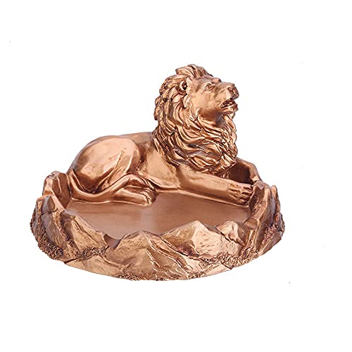 Aschenbecher,Multifunktionaler kreativer Retro-Aschenbecher im europäischen Stil, Wohnzimmer-Teetisch aus Harz, Heimtextilien-Löwe ​​Gold Cover