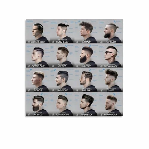 Men's Hairstyle Guide Poster Pompadour Quiff & Undercut Chart for