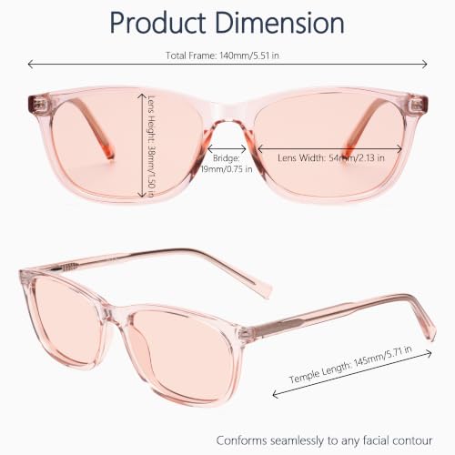 Image of Fluorescent-41 Pink Tinted Blue Light Blocking Glasses for Migraine, Light Sensitivity, Photophobia JF5002